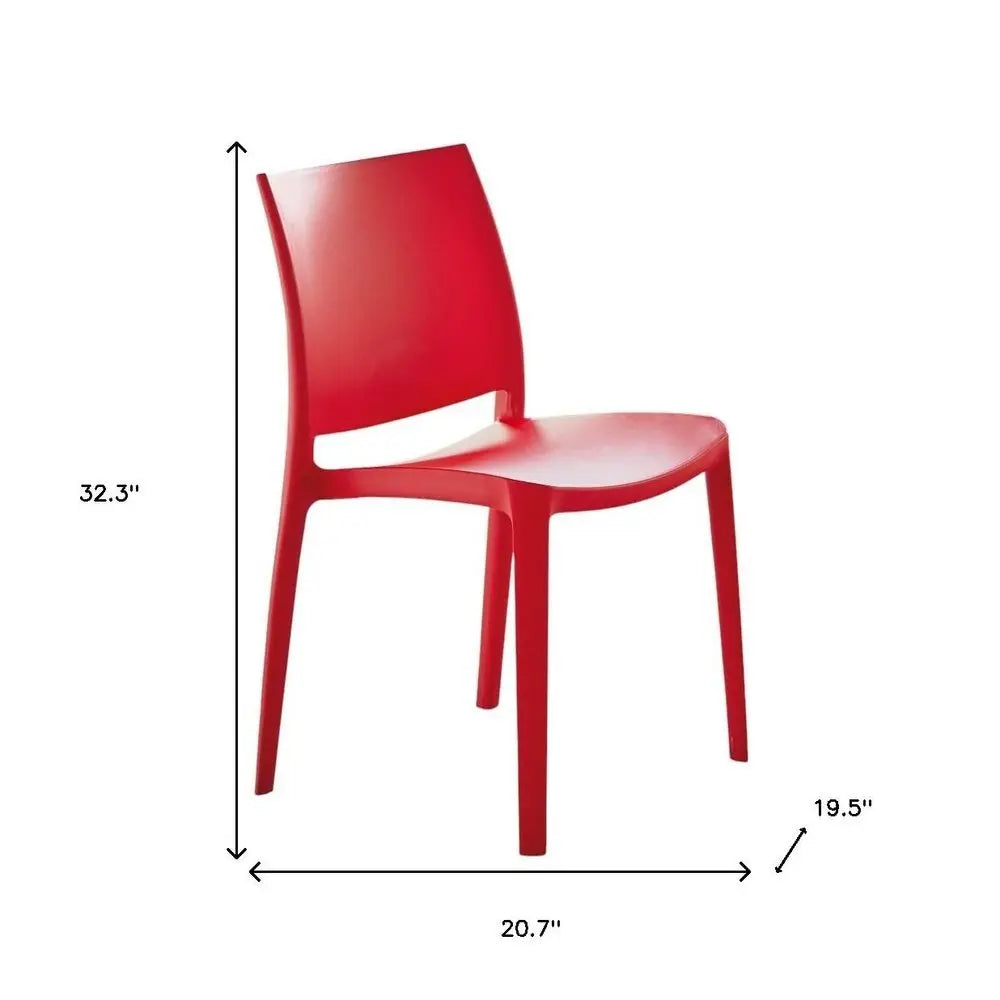 Set of Four Red Heavy Duty Plastic Outdoor Stacking Dining Chairs - NOBLE HOME INTERIORS