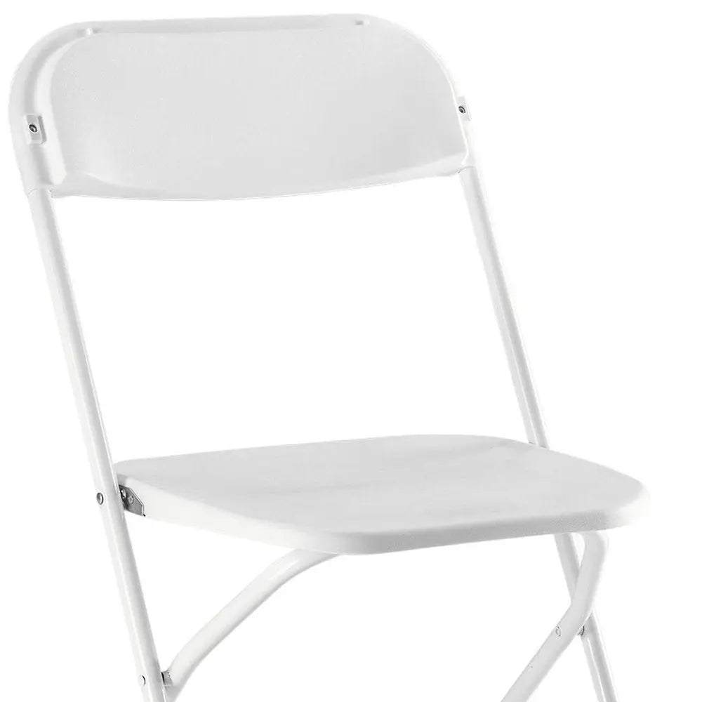 Set of Four White Metal Outdoor Folding Stacking Dining Chairs - NOBLE HOME INTERIORS