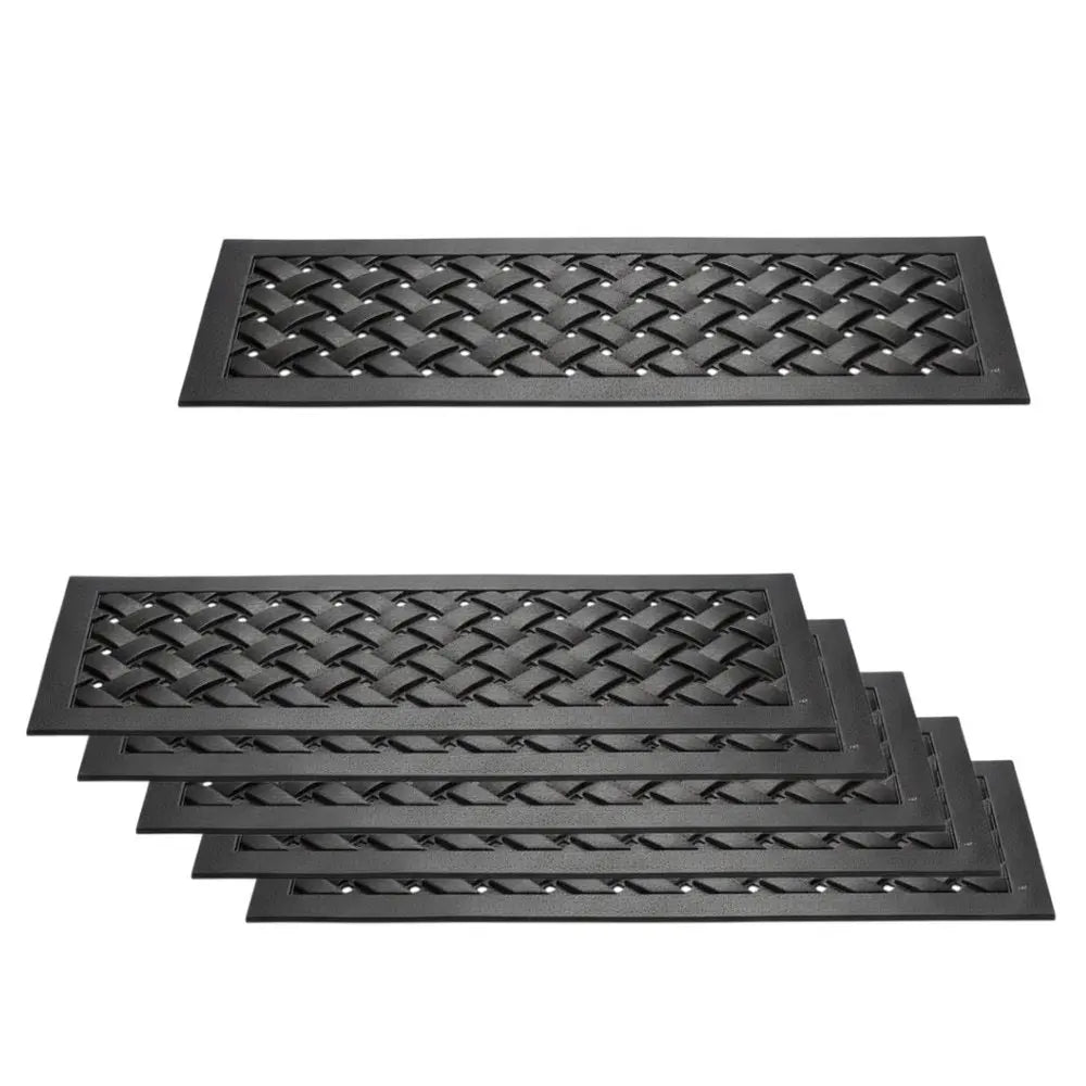 Set Of Six Black Lattice Outdoor Rubber Stair Treads - NOVA HOME FURNITURE
