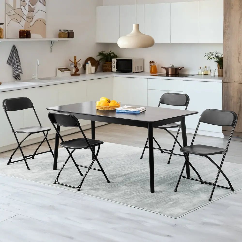 Set of Six Black Metal Outdoor Folding Stacking Dining Chairs - NOBLE HOME INTERIORS