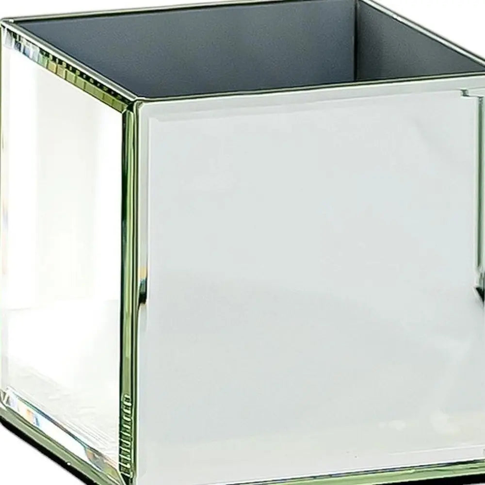 Set of Six Silver Mirrored Glass Square Table Vases - NOBLE HOME INTERIORS
