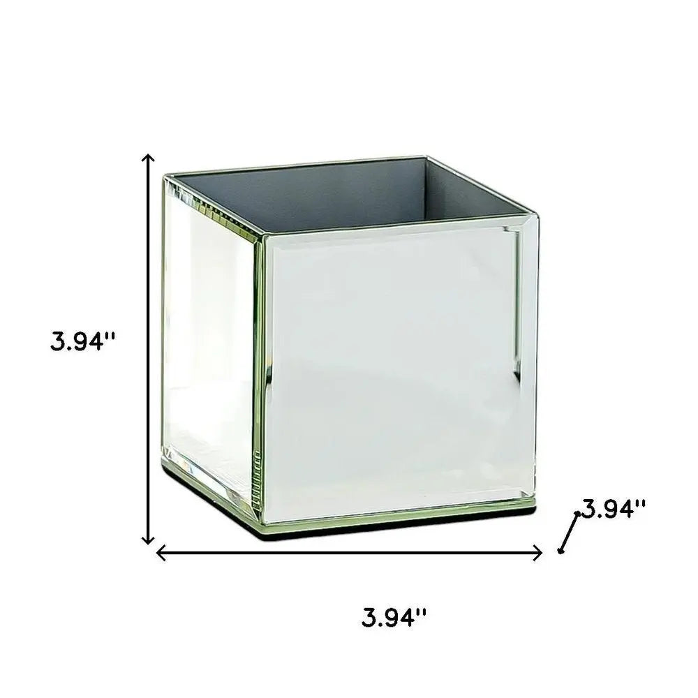 Set of Six Silver Mirrored Glass Square Table Vases - NOBLE HOME INTERIORS