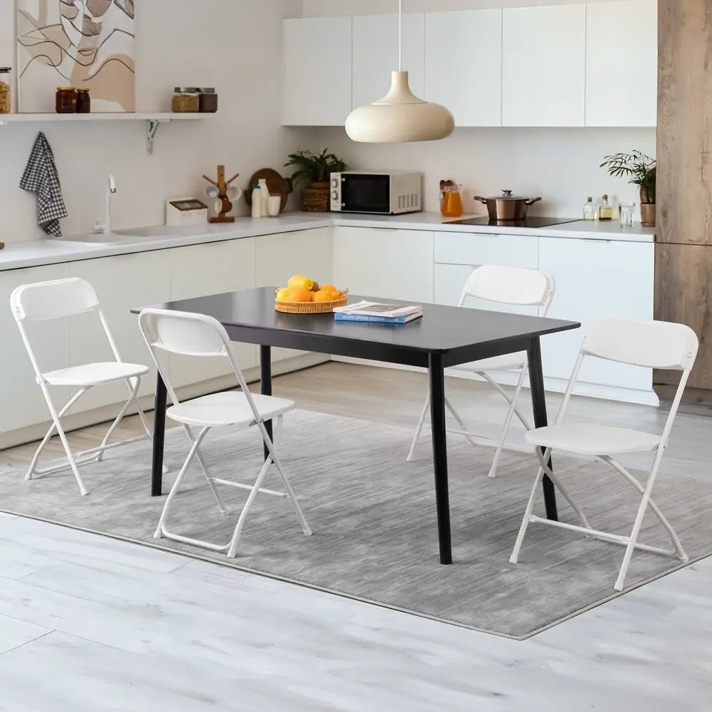 Set of Six White Metal Outdoor Folding Stacking Dining Chairs - NOBLE HOME INTERIORS