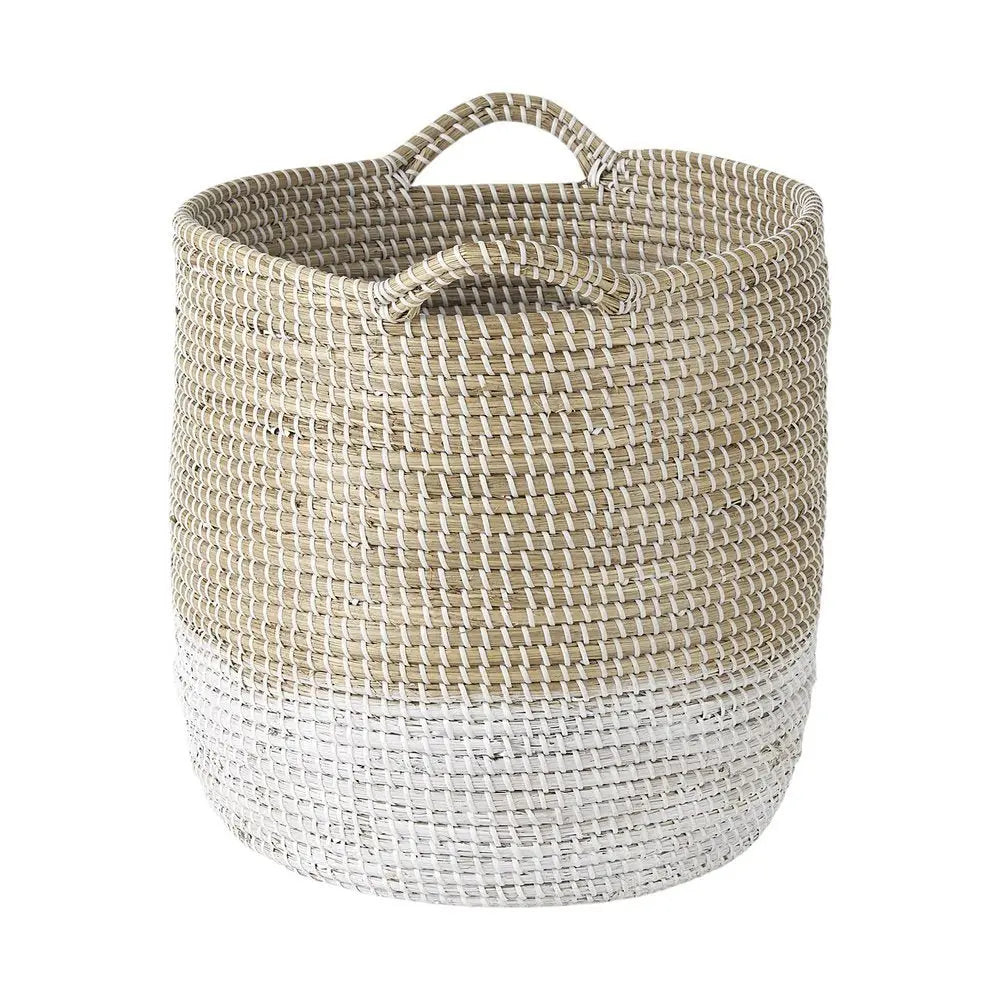 Set of Three Beige And White Wicker Desk Organizer - NOBLE HOME INTERIORS