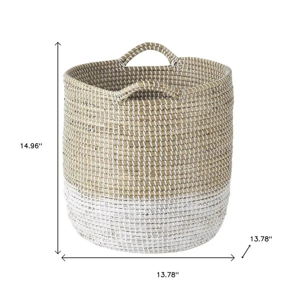 Set of Three Beige And White Wicker Desk Organizer - NOBLE HOME INTERIORS