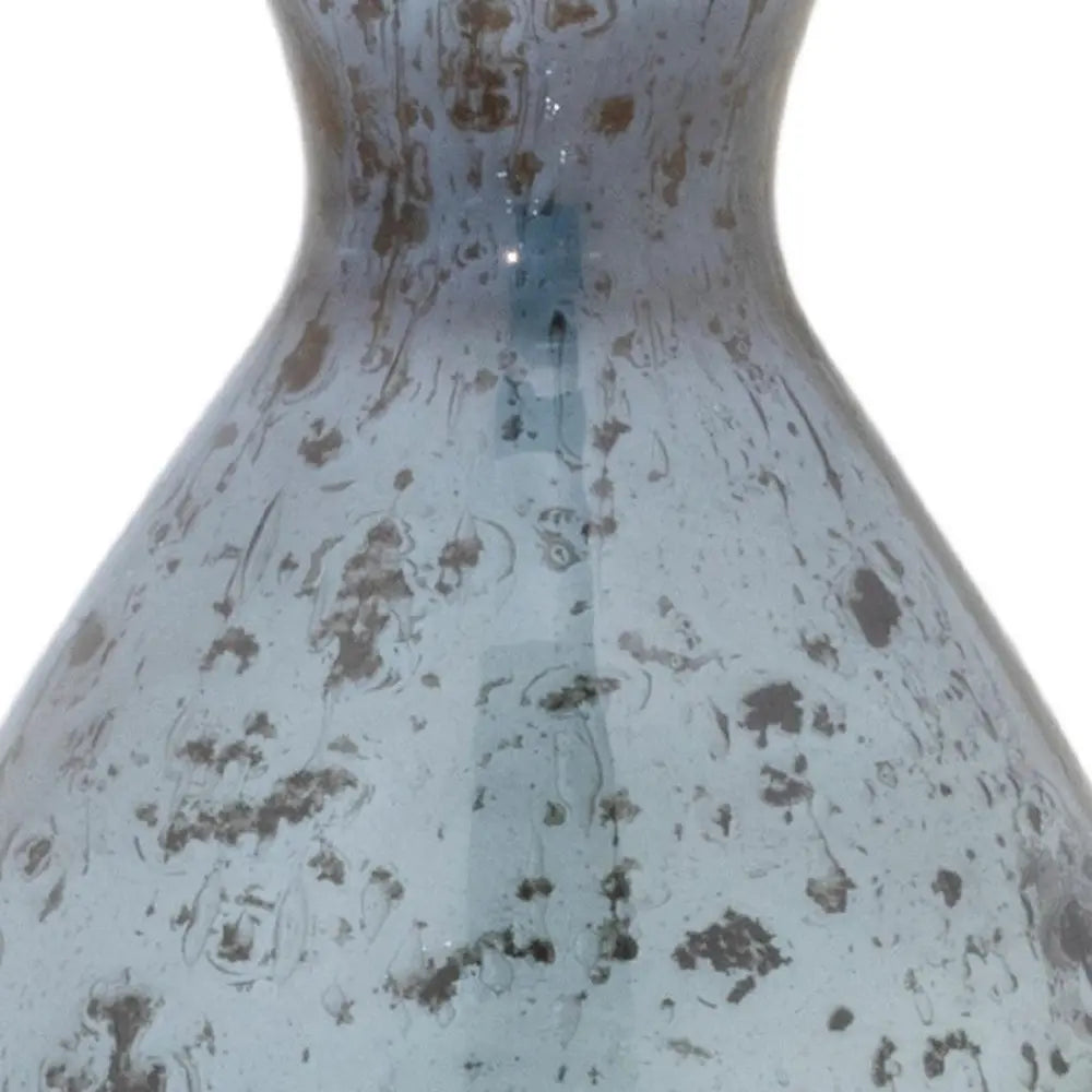 Set of Three Blue And Gray Seeded Glass Table Vases - NOBLE HOME INTERIORS