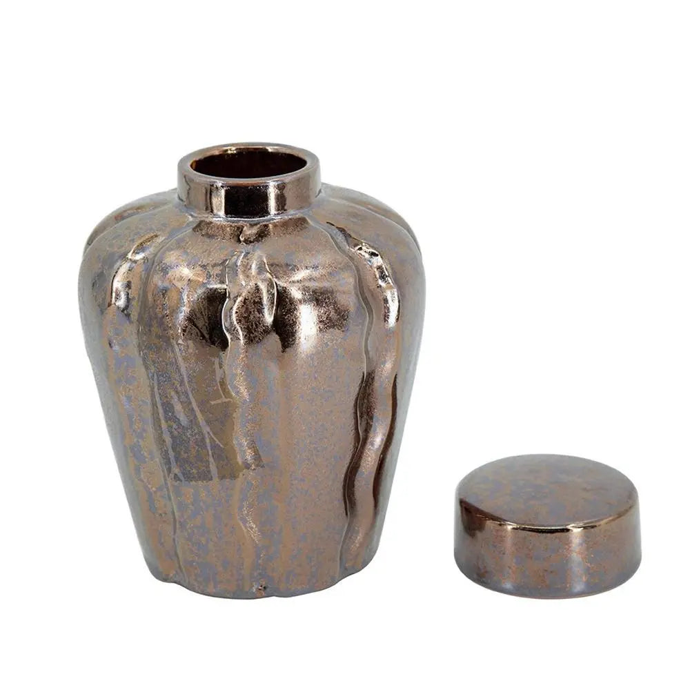 Set of Three Bronze And Silver Round Ceramic Table Vase - NOBLE HOME INTERIORS