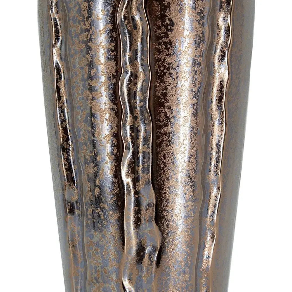 Set of Three Bronze And Silver Round Ceramic Table Vase - NOBLE HOME INTERIORS