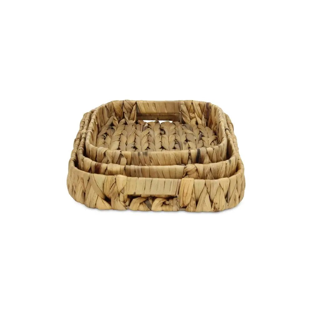 Set of Three Natural Water Hyacinth Basket - NOBLE HOME INTERIORS