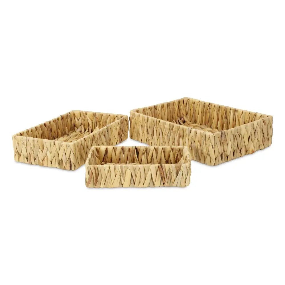 Set of Three Natural Water Hyacinth Basket - NOBLE HOME INTERIORS