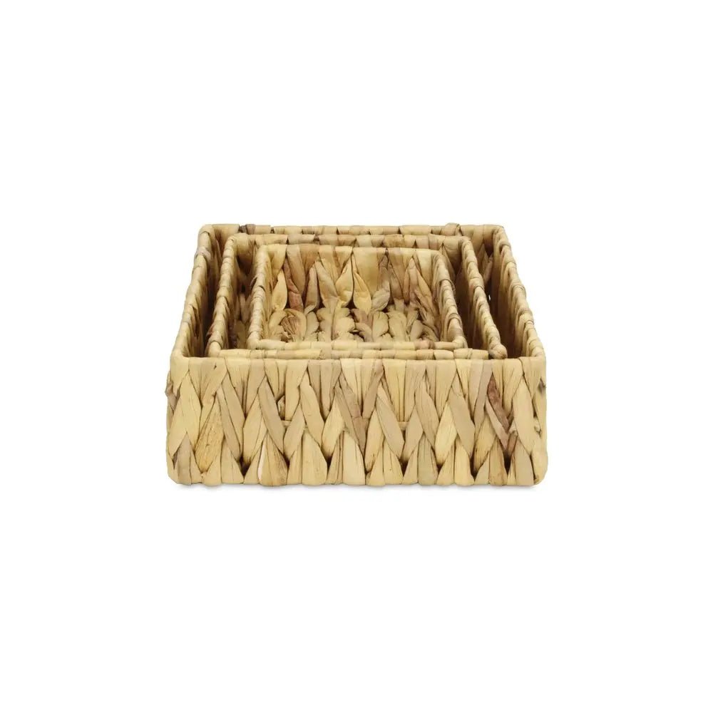 Set of Three Natural Water Hyacinth Basket - NOBLE HOME INTERIORS
