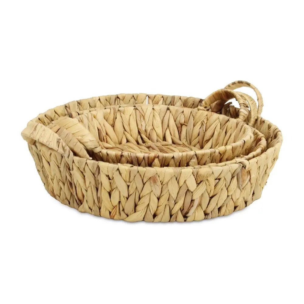 Set of Three Natural Water Hyacinth Basket - NOBLE HOME INTERIORS