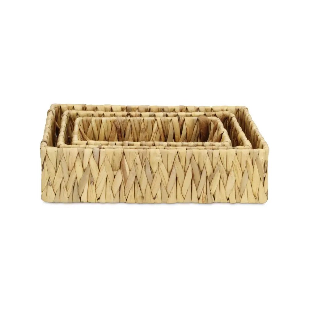 Set of Three Natural Water Hyacinth Basket - NOBLE HOME INTERIORS