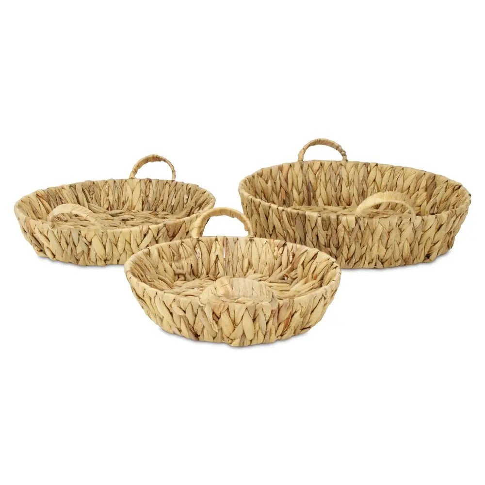 Set of Three Natural Water Hyacinth Basket - NOBLE HOME INTERIORS
