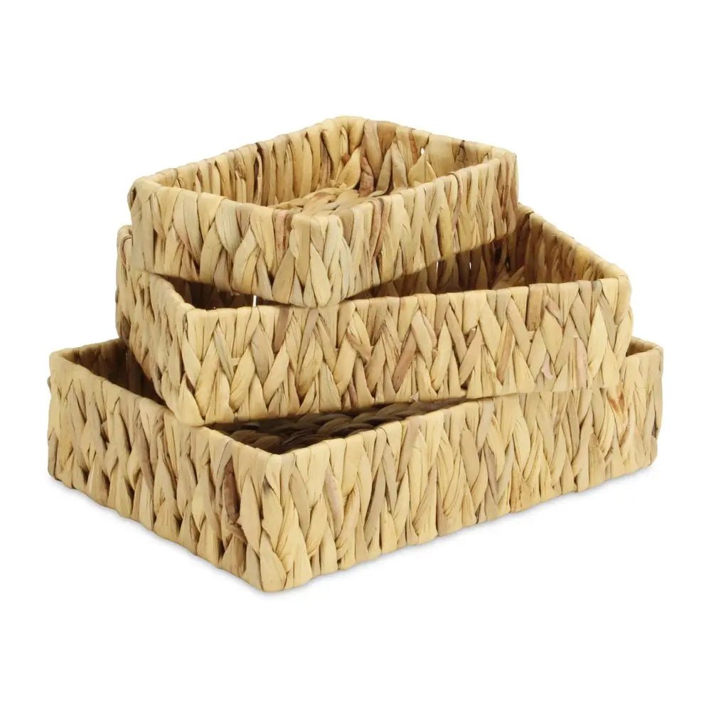 Set of Three Natural Water Hyacinth Basket - NOBLE HOME INTERIORS