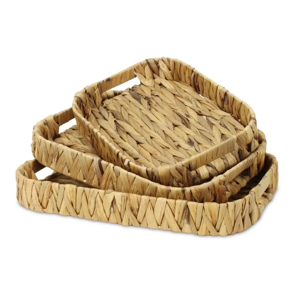 Set of Three Natural Water Hyacinth Basket - NOBLE HOME INTERIORS
