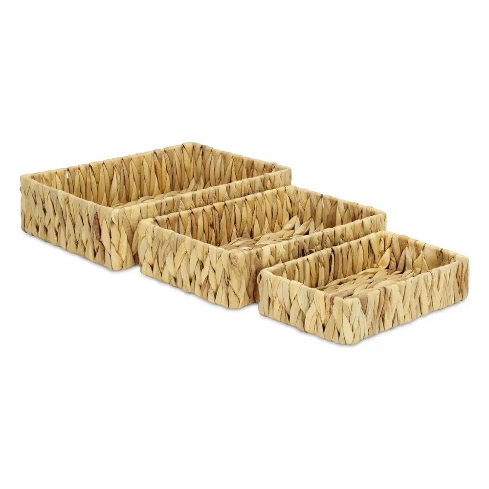 Set of Three Natural Water Hyacinth Basket - NOBLE HOME INTERIORS