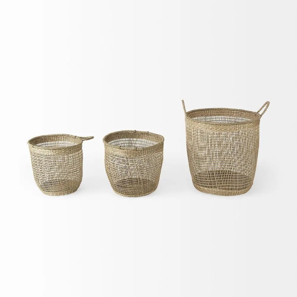 Set of Three Natural Wicker Basket - NOBLE HOME INTERIORS