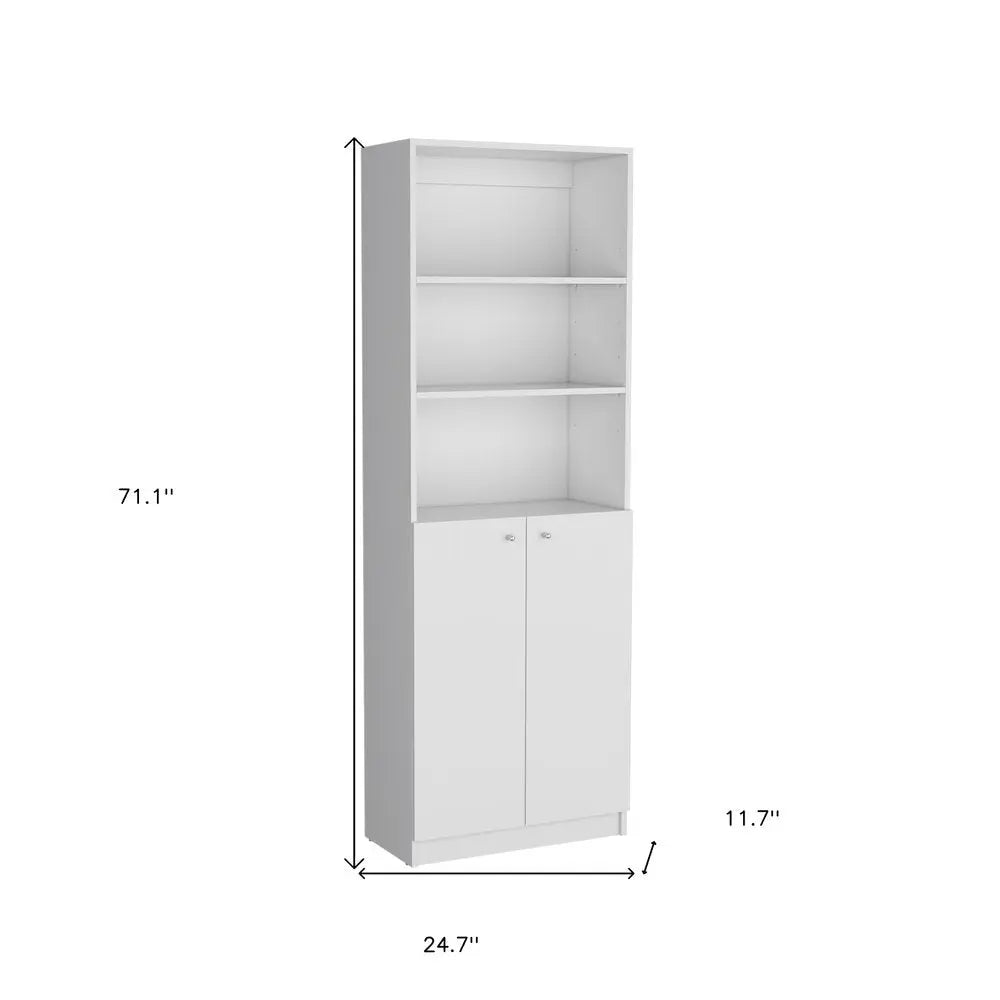 Set of Three White Wood Eleven Tier Modular Bookcase with Two Doors - NOBLE HOME INTERIORS