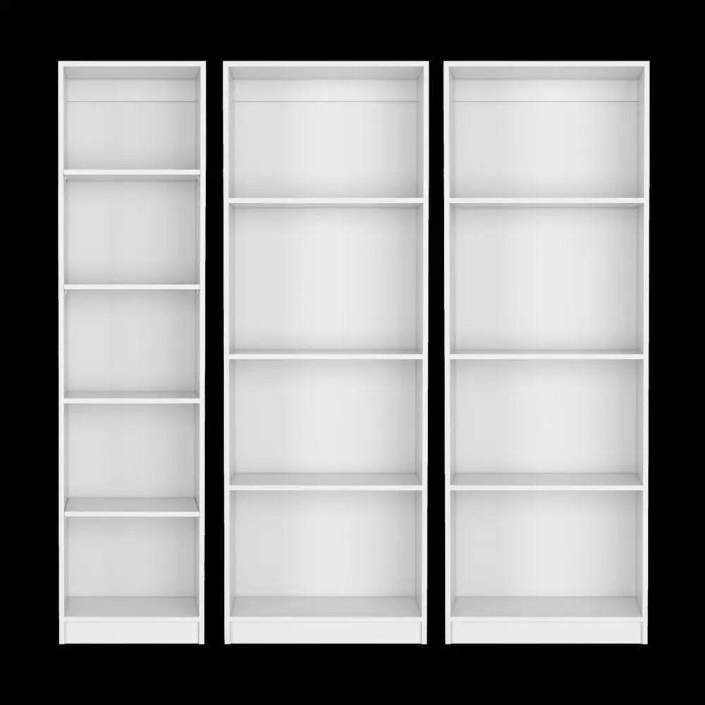 Set of Three White Wood Thirteen Tier Modular Bookcase - NOBLE HOME INTERIORS