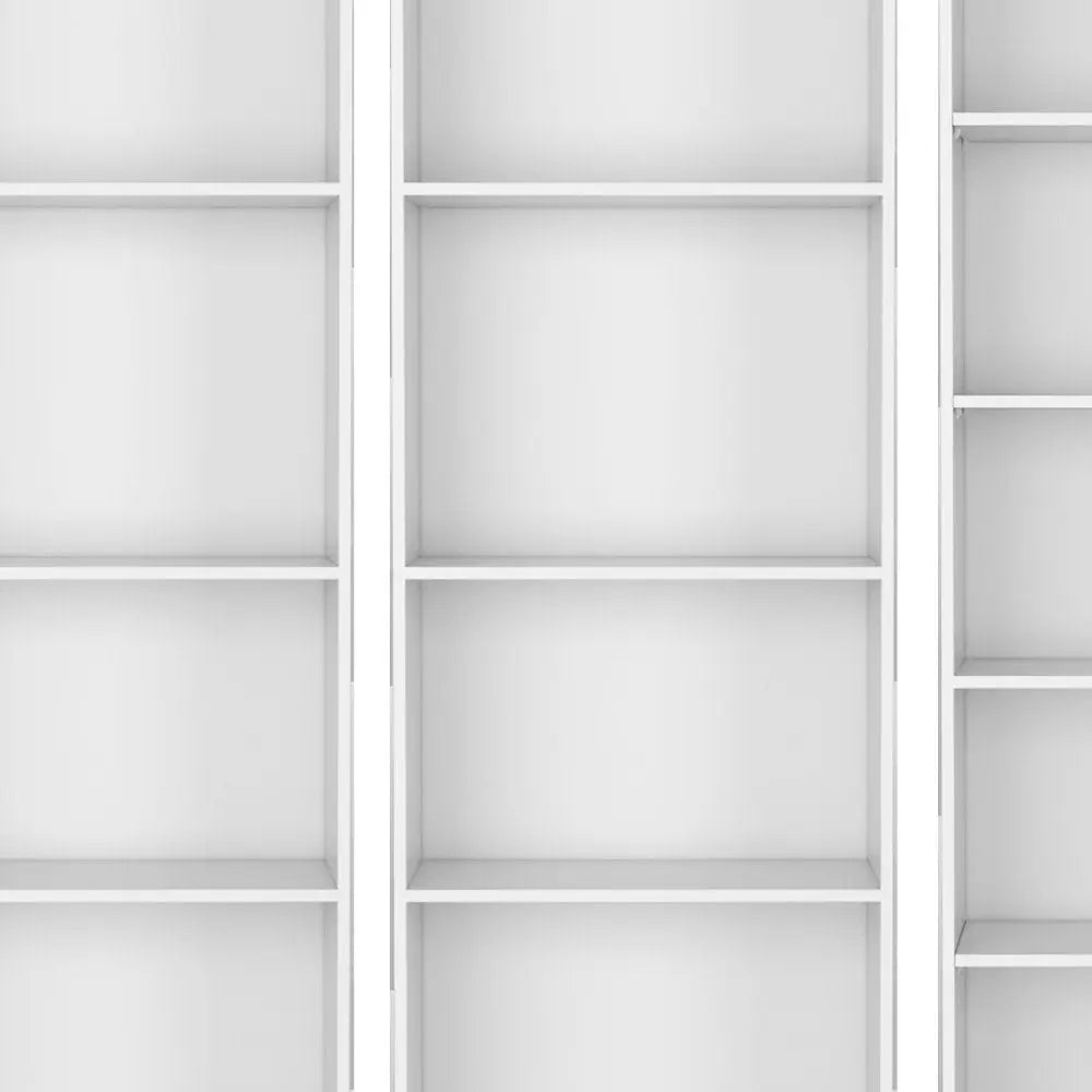 Set of Three White Wood Thirteen Tier Modular Bookcase - NOBLE HOME INTERIORS