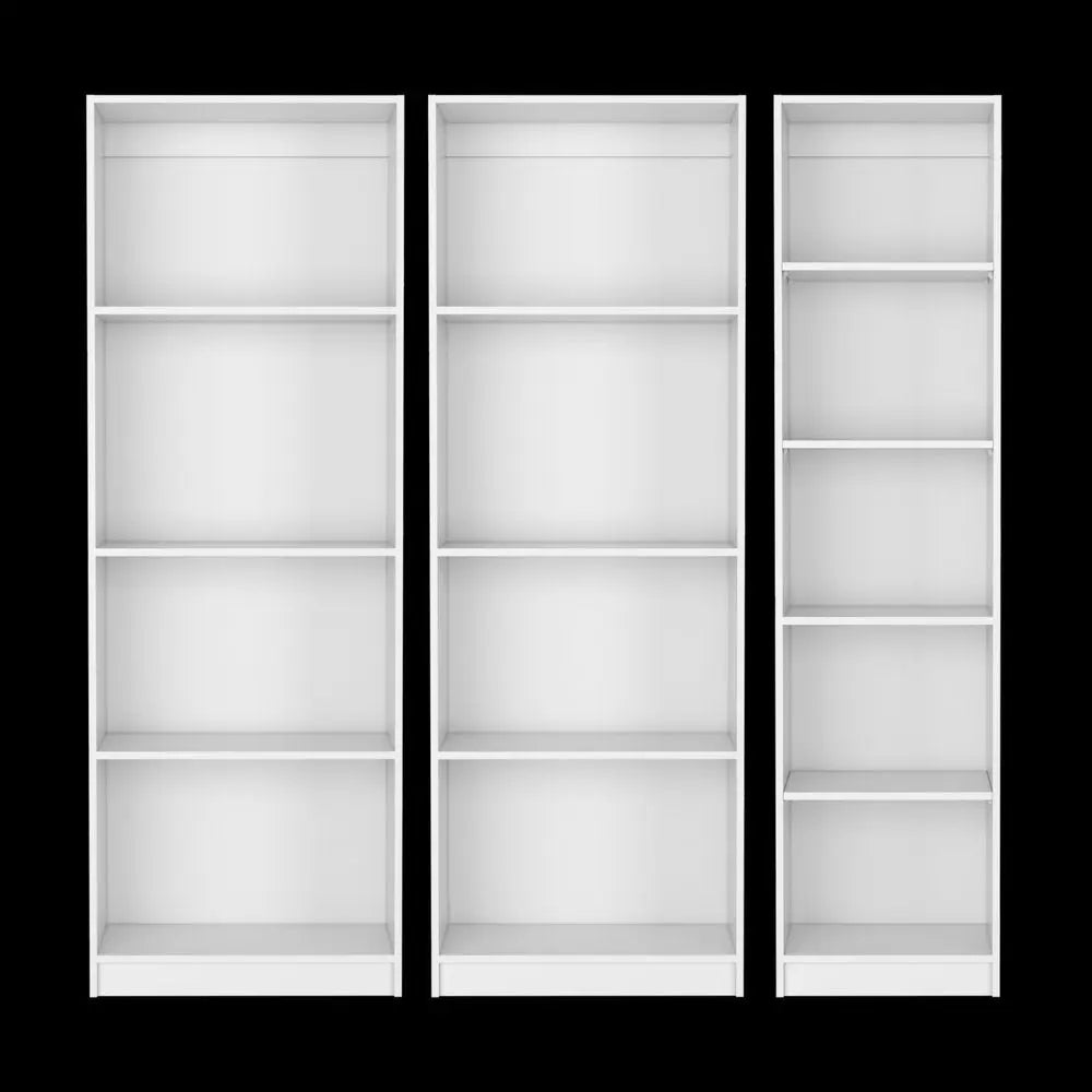 Set of Three White Wood Thirteen Tier Modular Bookcase - NOBLE HOME INTERIORS