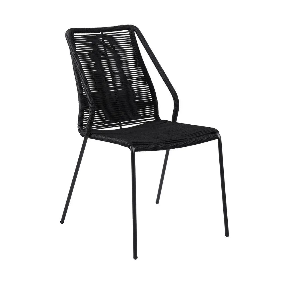 Set of Two 22" Black Metal Outdoor Dining Chair - NOBLE HOME INTERIORS