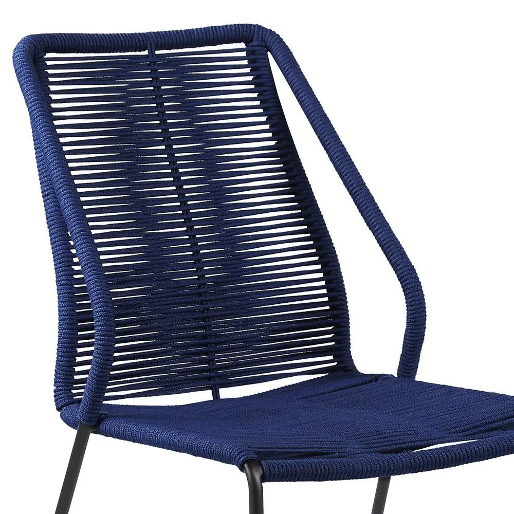 Set of Two 22" Blue Metal Outdoor Dining Chair - NOBLE HOME INTERIORS