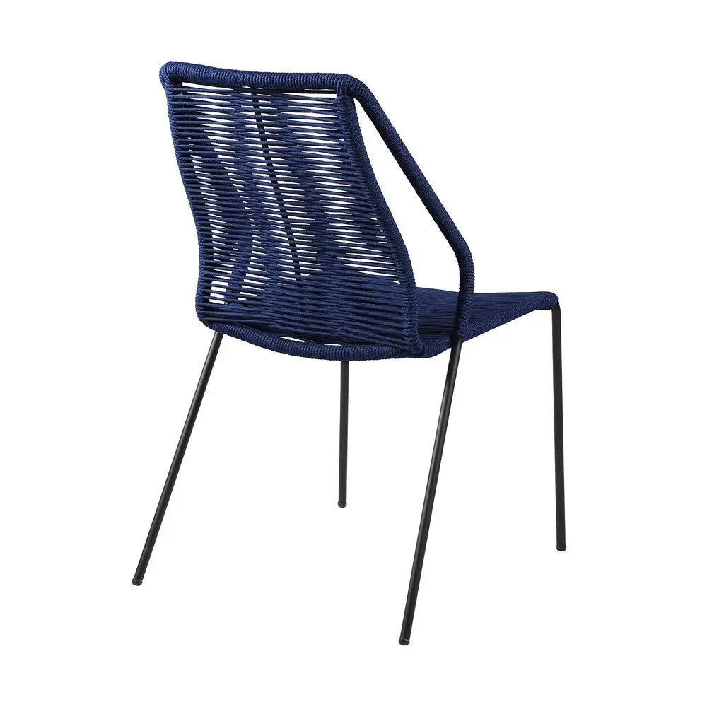 Set of Two 22" Blue Metal Outdoor Dining Chair - NOBLE HOME INTERIORS