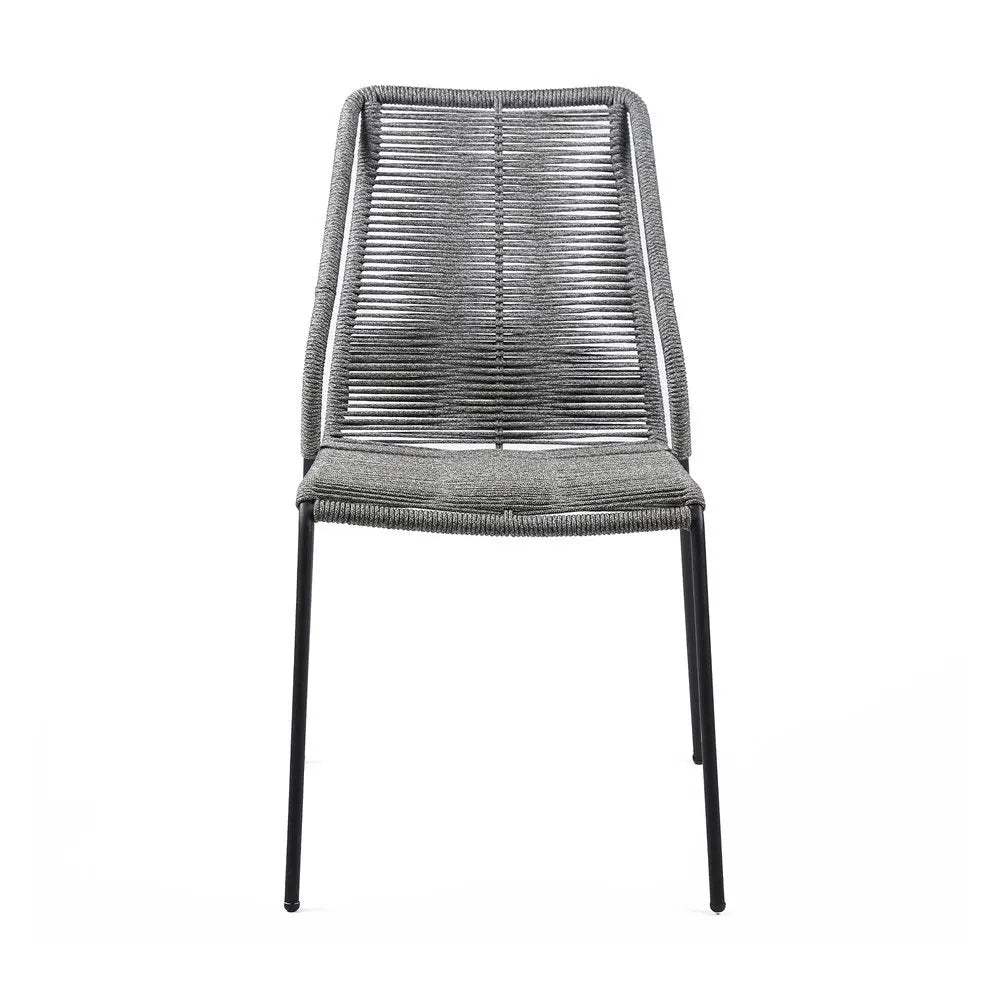 Set of Two 22" Gray Metal Outdoor Dining Chair - NOBLE HOME INTERIORS