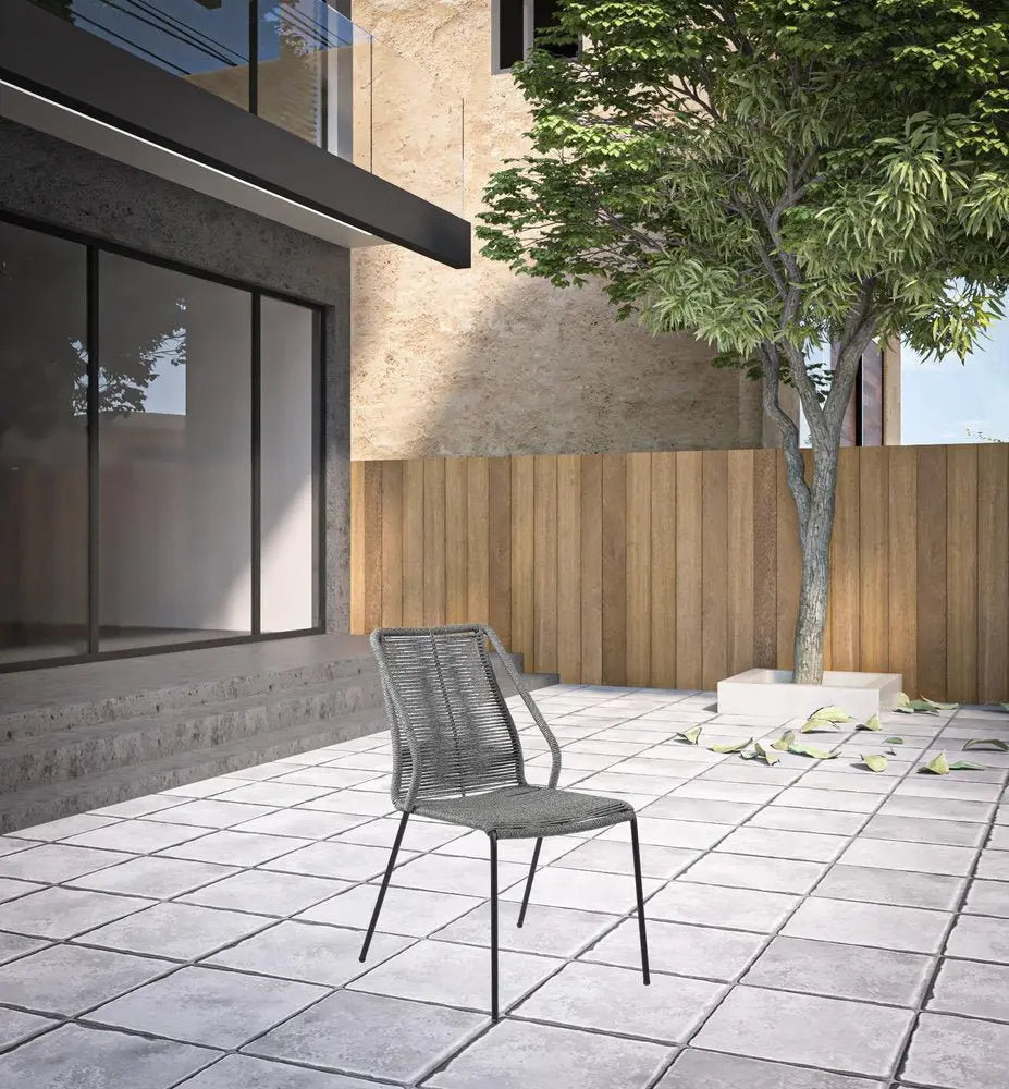 Set of Two 22" Gray Metal Outdoor Dining Chair - NOBLE HOME INTERIORS