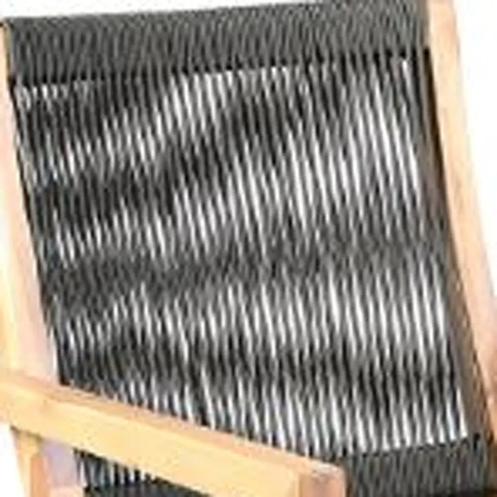 Set of Two 23" Charcoal and Natural Wood Solid Wood Outdoor Arm Chair - NOBLE HOME INTERIORS