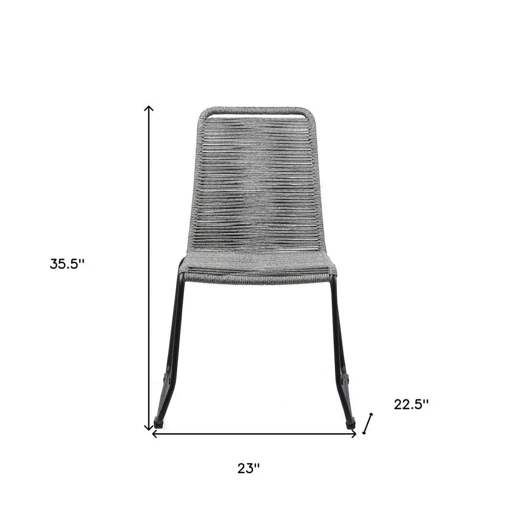 Set of Two 23" Gray Metal Outdoor Dining Chair - NOBLE HOME INTERIORS