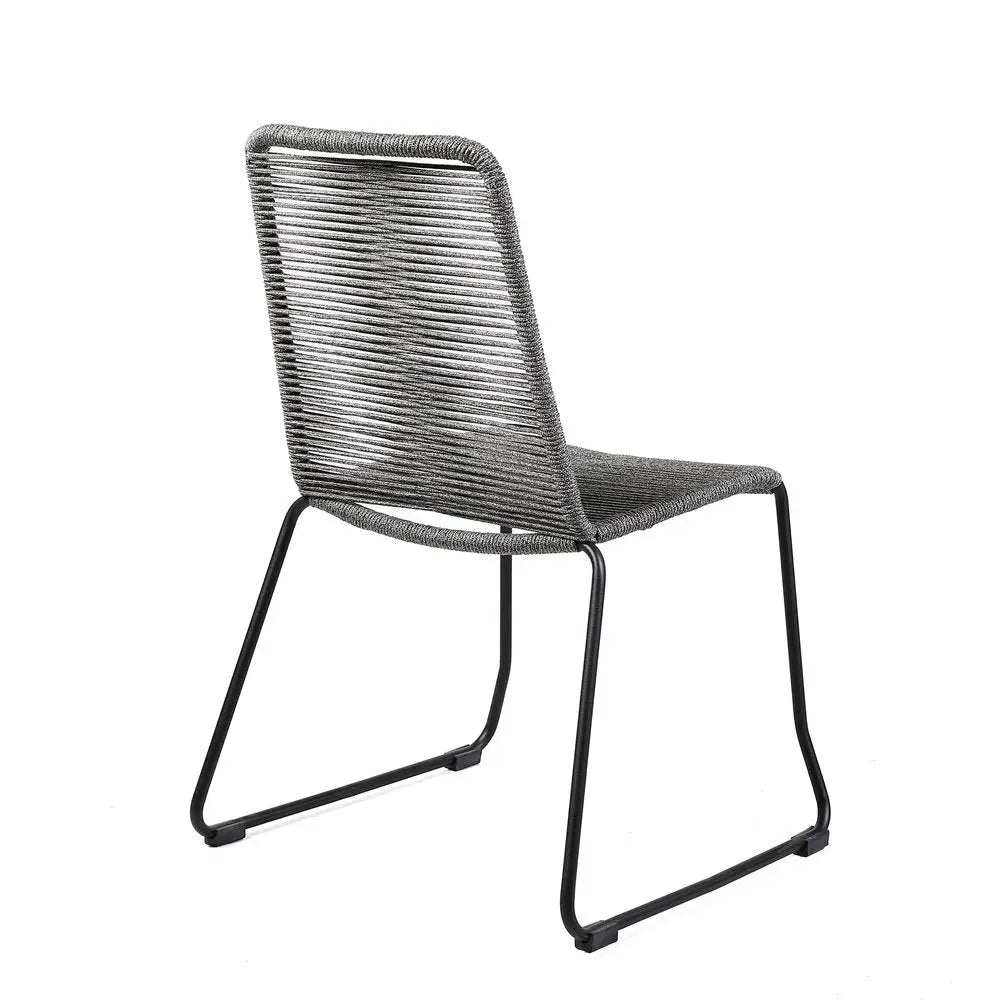 Set of Two 23" Gray Metal Outdoor Dining Chair - NOBLE HOME INTERIORS