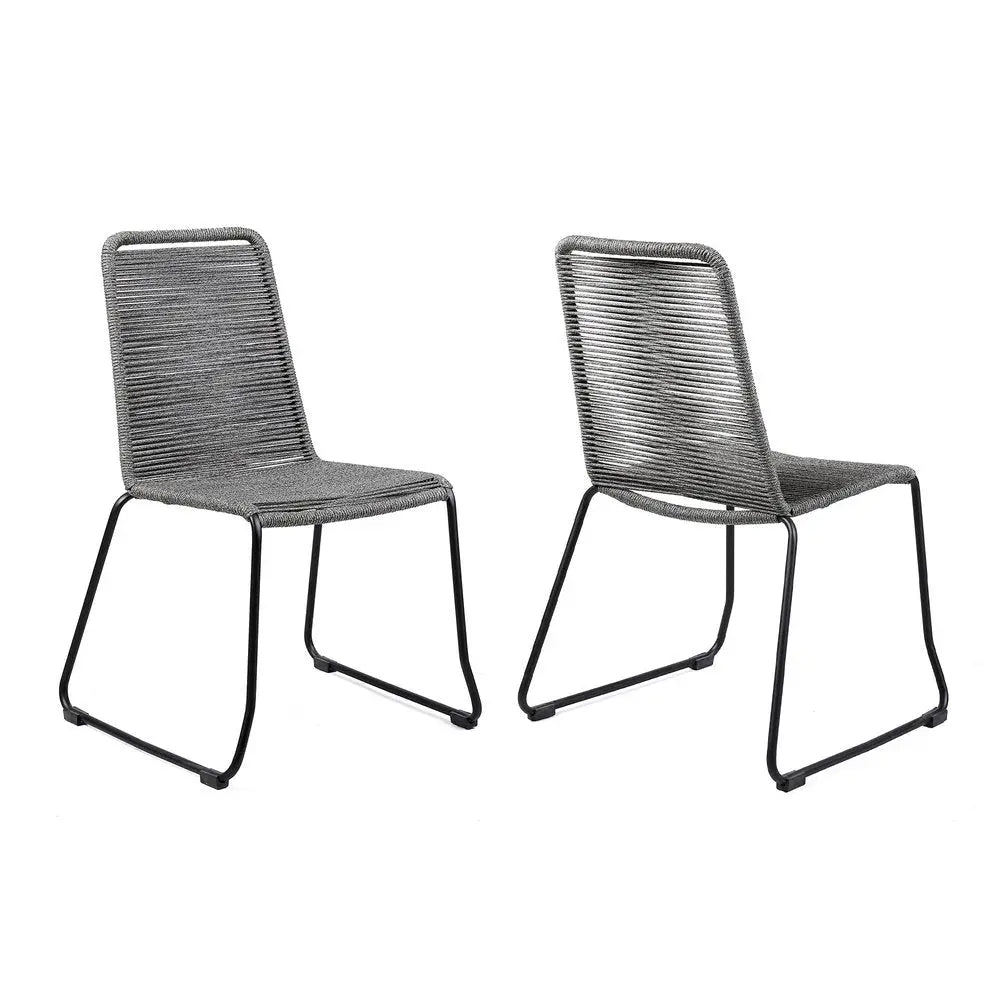 Set of Two 23" Gray Metal Outdoor Dining Chair - NOBLE HOME INTERIORS