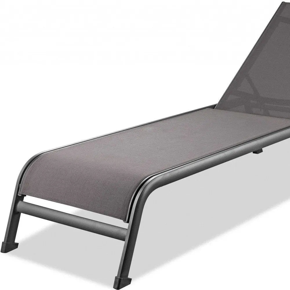 Set of Two 23" Taupe Metal Outdoor Chaise Lounge - NOBLE HOME INTERIORS