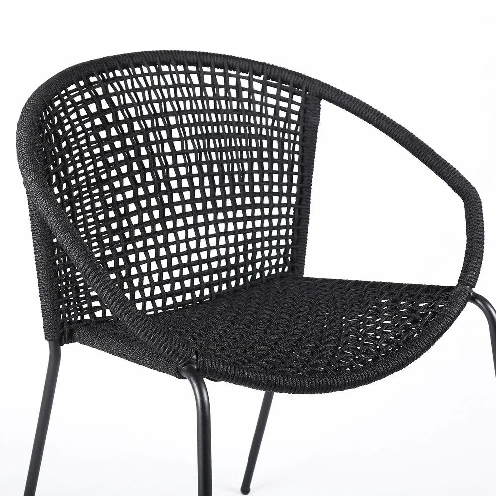 Set of Two 25" Black Metal Outdoor Dining Chair - NOBLE HOME INTERIORS