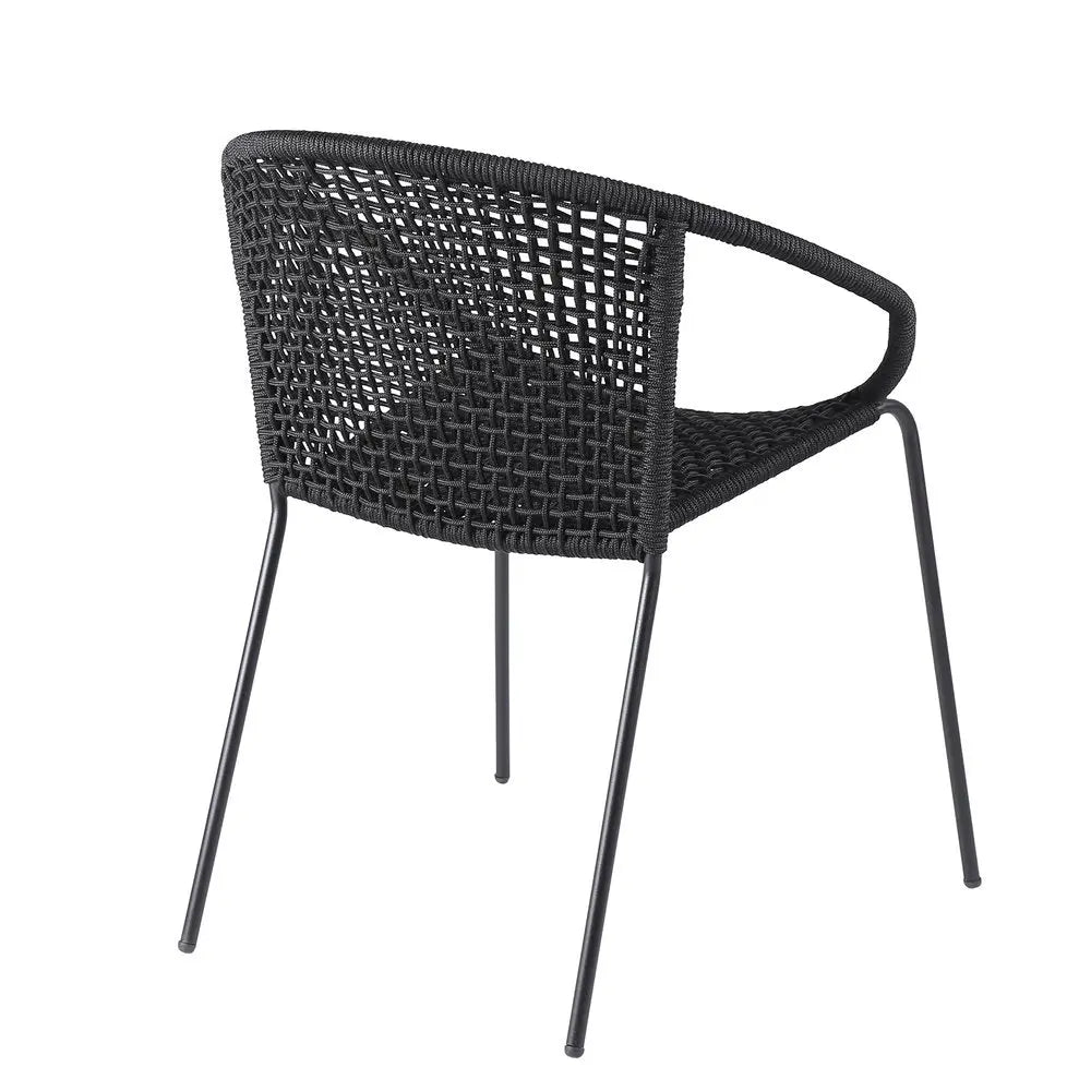 Set of Two 25" Black Metal Outdoor Dining Chair - NOBLE HOME INTERIORS