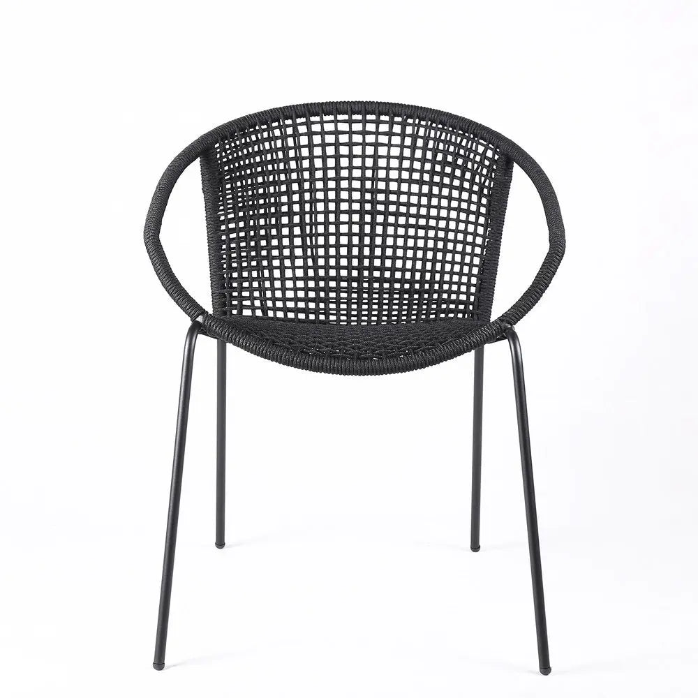 Set of Two 25" Black Metal Outdoor Dining Chair - NOBLE HOME INTERIORS