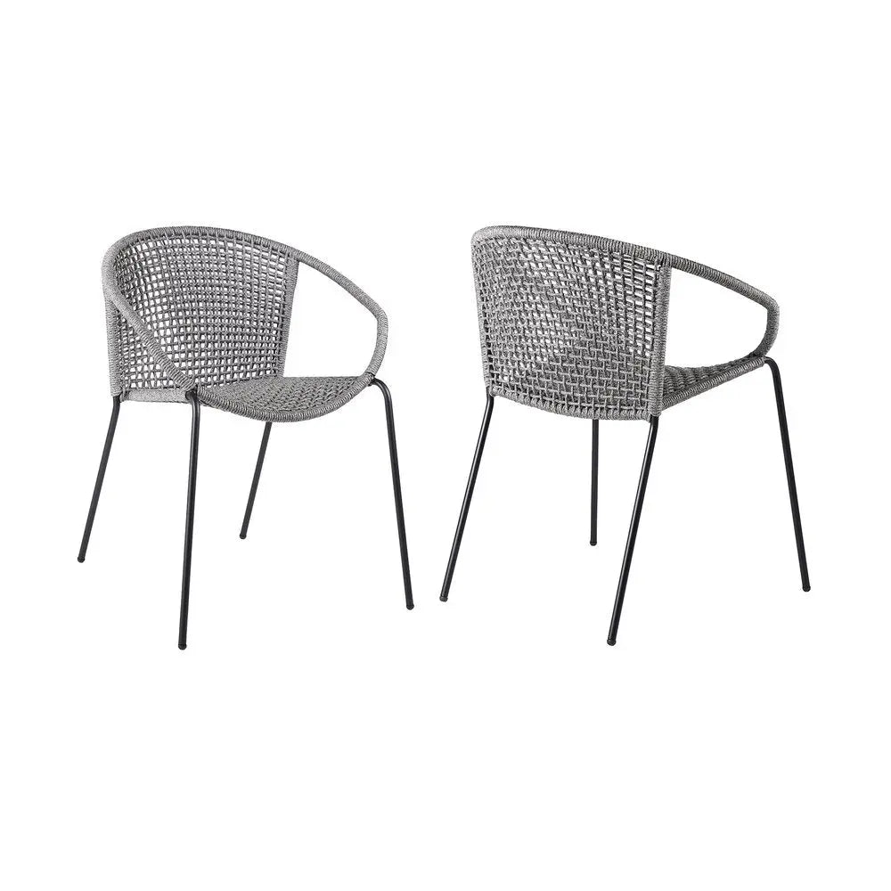 Set of Two 25" Gray Metal Outdoor Dining Chair - NOBLE HOME INTERIORS