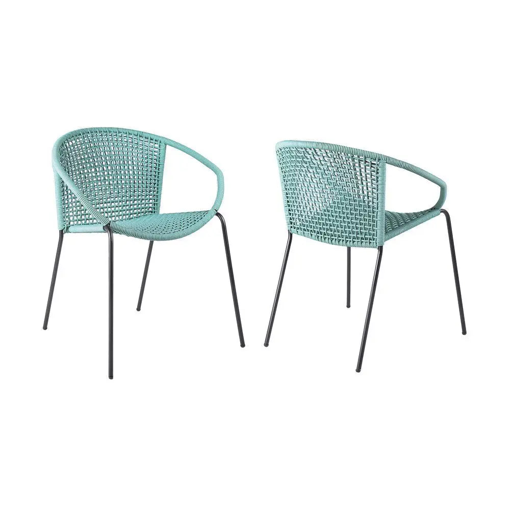 Set of Two 25" Green Metal Outdoor Dining Chair - NOBLE HOME INTERIORS