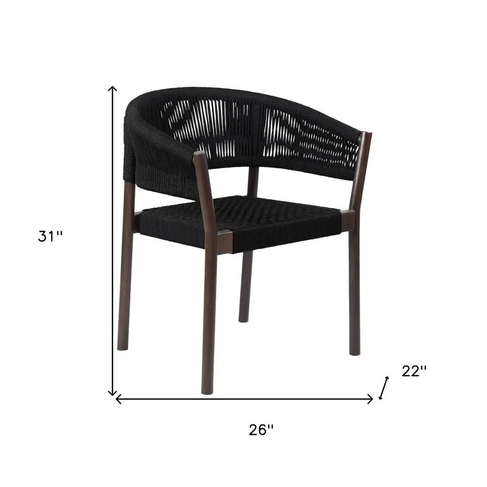 Set of Two 26" Black Solid Wood Outdoor Dining Chair - NOBLE HOME INTERIORS