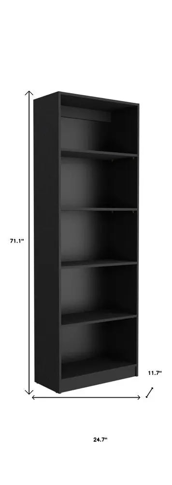 Set of Two 71" Black Five Tier Bookcase With Two Doors - NOBLE HOME INTERIORS