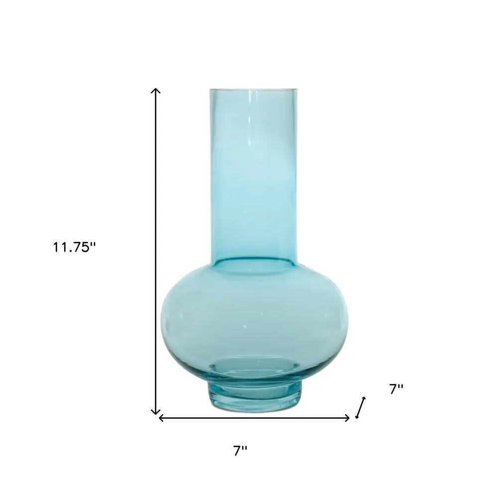 Set of Two Aqua Glass Round Table Vases - NOBLE HOME INTERIORS