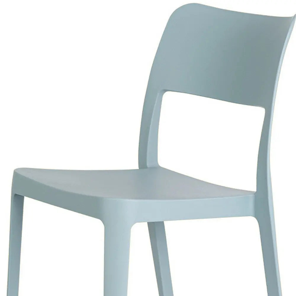 Set of Two Baby Blue Heavy Duty Plastic Outdoor Stacking Accent Chairs - NOBLE HOME INTERIORS