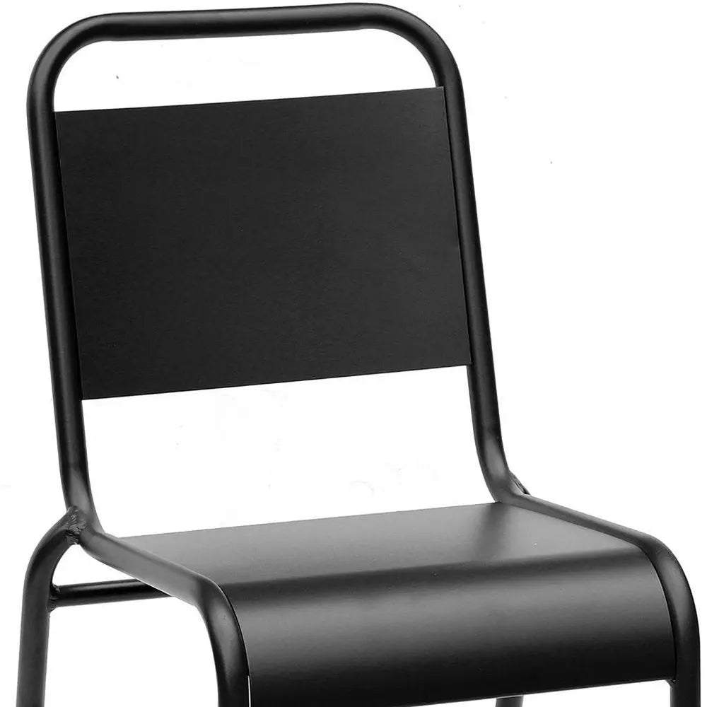 Set of Two Black Aluminum Outdoor Stacking Dining Chairs - NOBLE HOME INTERIORS