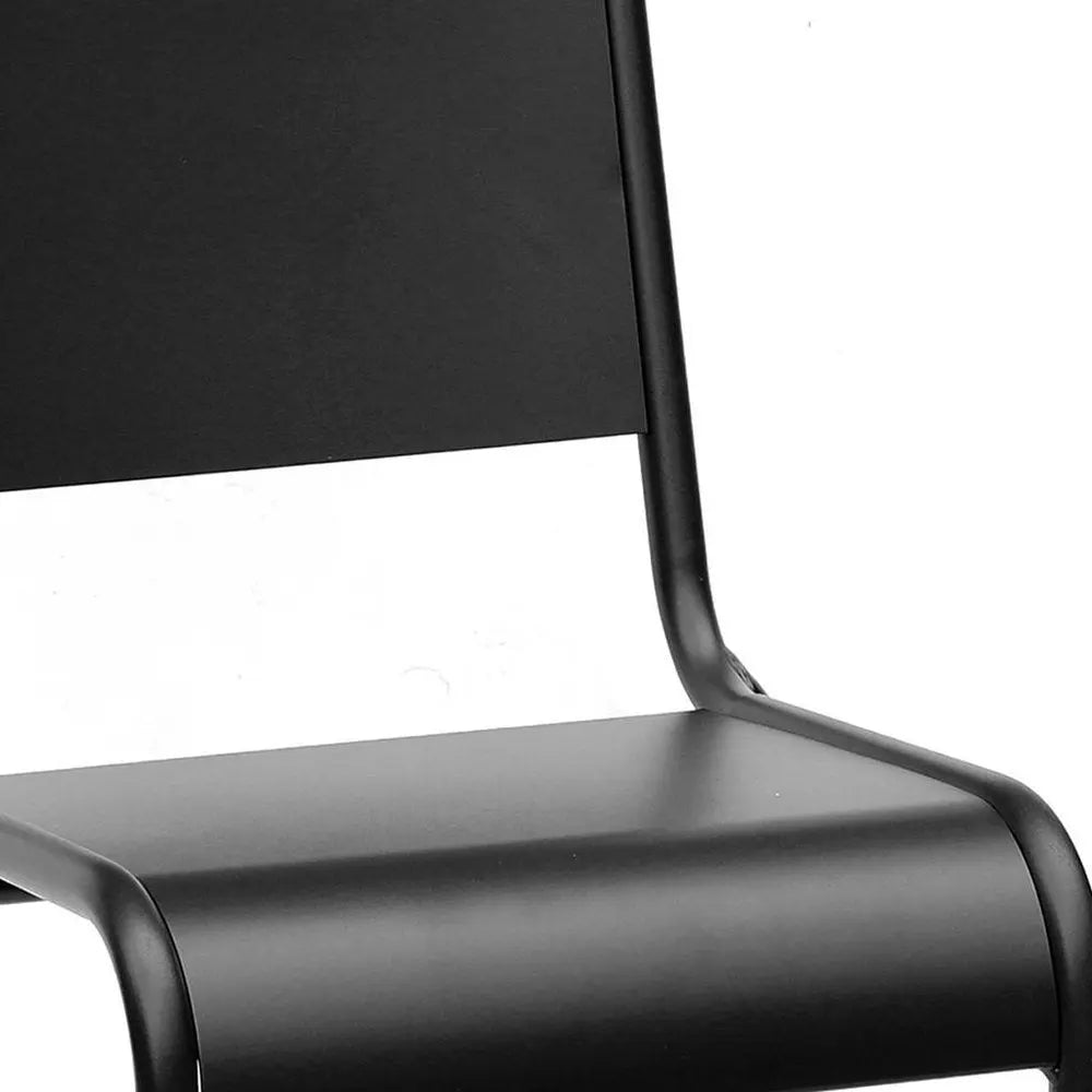 Set of Two Black Aluminum Outdoor Stacking Dining Chairs - NOBLE HOME INTERIORS