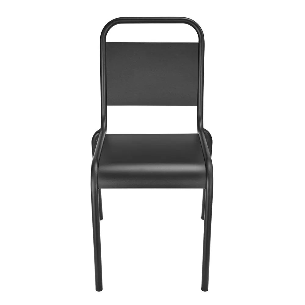 Set of Two Black Aluminum Outdoor Stacking Dining Chairs - NOBLE HOME INTERIORS