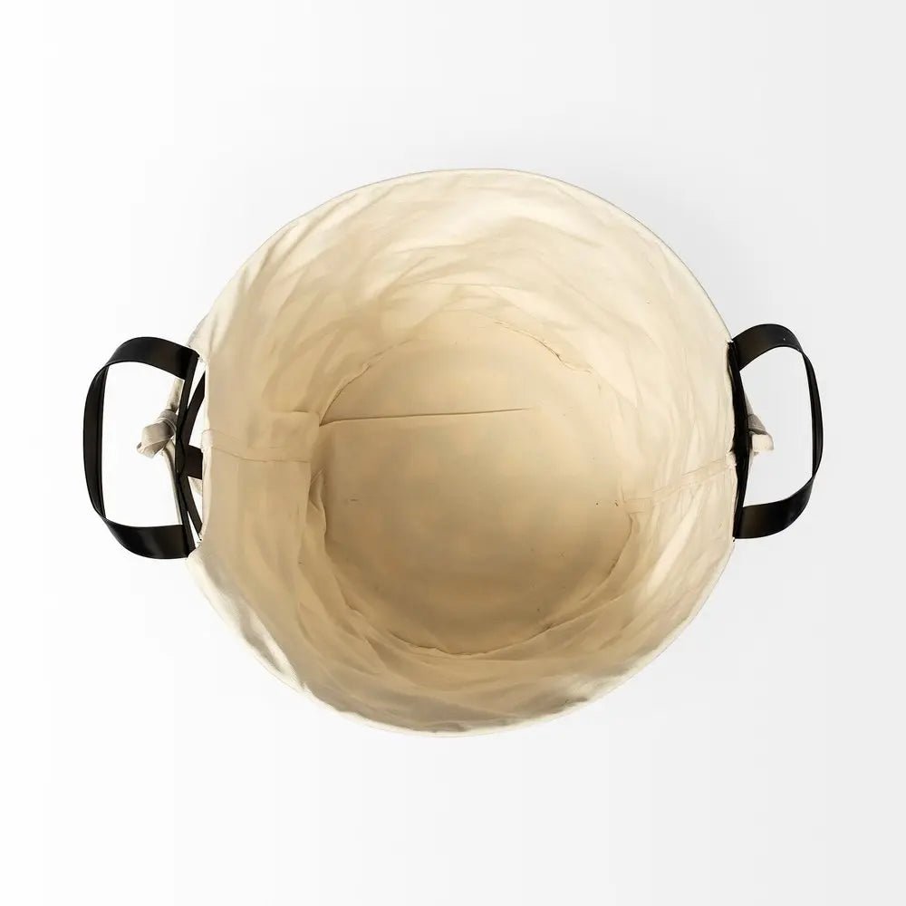 Set of Two Black And Cream Metal Basket - NOBLE HOME INTERIORS