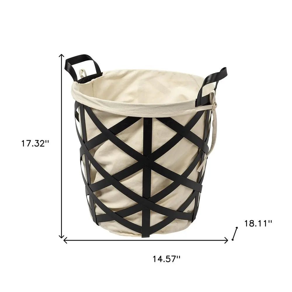 Set of Two Black And Cream Metal Basket - NOBLE HOME INTERIORS
